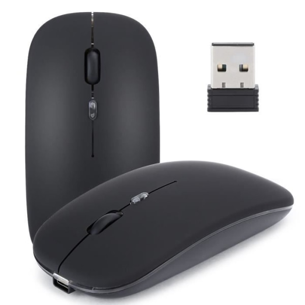 Fdit trådlös mus USB uppladdningsbar 2.4G trådlös mus Uppladdningsbar USB trådlös spelmus med färgglatt LED-ljus (svart)