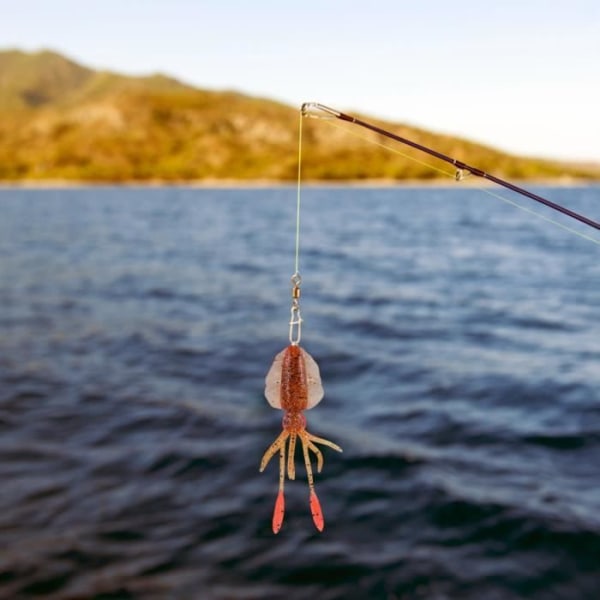 CEN 2st Bionic Squid Form Mjukt Bete Konstgjord Fisk Lure Tackle Havsbåtsfiske (röd)