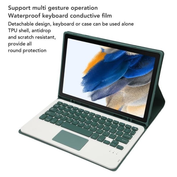 HURRISE Trådlöst Bluetooth-tangentbordsfodral för surfplattor Tabletttangentbordsfodral för Galaxy Tab A8 10,5 tum 2022-fodral