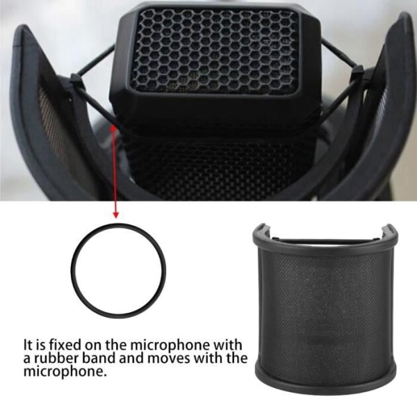 HURRISE Mikrofon Inspelningsfilter Mask Liten U-formad Multi-Layer Mic Inspelningsstudio Pop Shield Mic