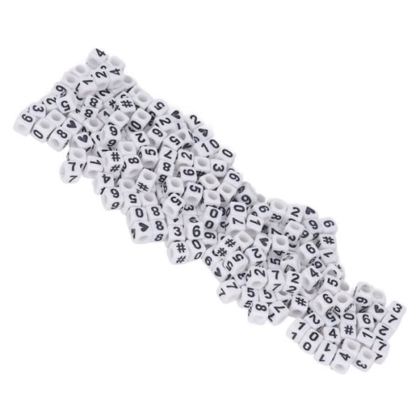 Tbest numrerade pärlor 300 st Akrylnummerpärlor Vita 7x7mm Akrylpärlor för smyckestillverkning gör-det-själv-armband