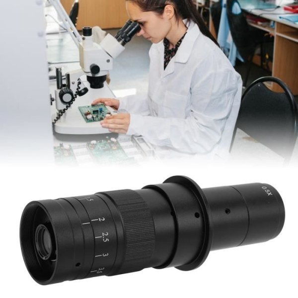 HURRISE C-Mount lins 180X zoom monokulär lins 25 mm C-mount legeringslins för mikroskopkamera