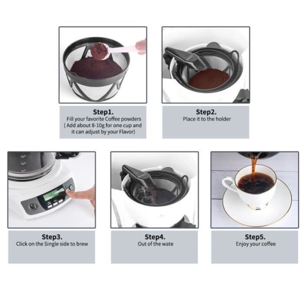 BEL Återanvändbar kaffefilterkorg Tvättbar kaffesil Svart
