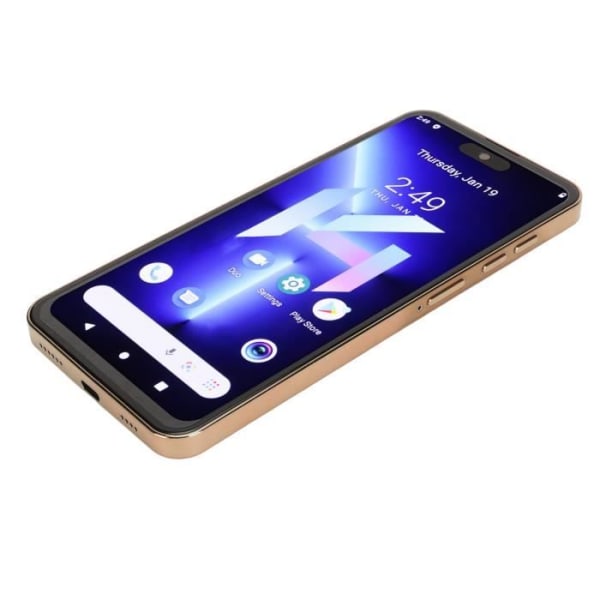HURRISE Mobiltelefoner olåsta I14 Pro 4G Smartphone, 6,7 tum stor skärm, 4GB GPS Pack EU-kontakt 220V guld