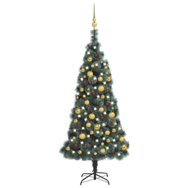 Konstgjord julgran med LED och bollar Grön 150 cm PVC PE BEL-7016694083277