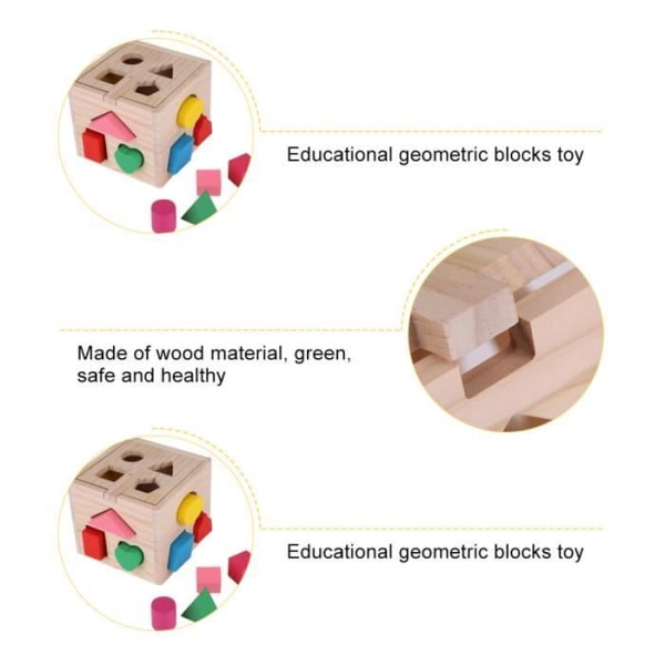 Geometrisk pedagogisk leksak, 13 hål Intellektuell bebis geometriska former Byggleksak Tidig pedagogisk leksak,