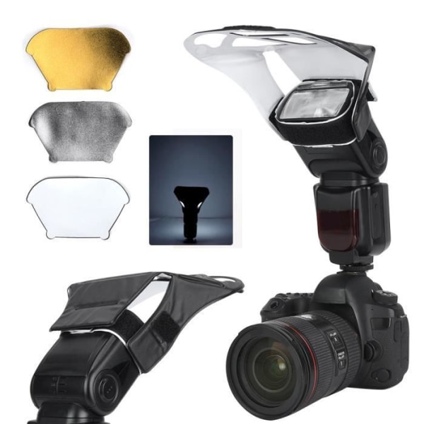 HURRISE Reflektorpanel Universal SLR-kamera Topp Blixtljus Lampreflektorset Silver Vit Gyllene