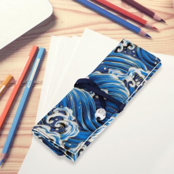 Roll-up pennfodral för studenter 15 hål blå