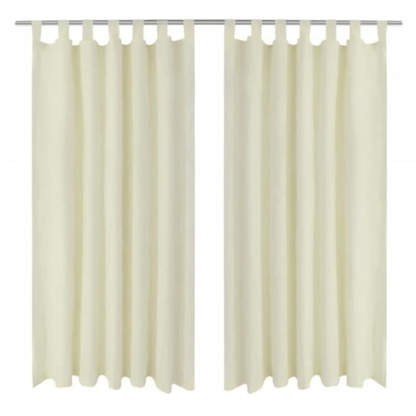 BEL-7458880590327-2 st Micro Satin Pocket Curtain Cream 140 x 245 cm