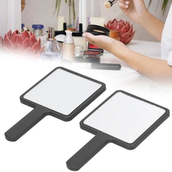 CEN 2st handhållen sminkspegel Bärbar fyrkantig sminkspegel Skönhetskosmetiskt verktyg (svart)