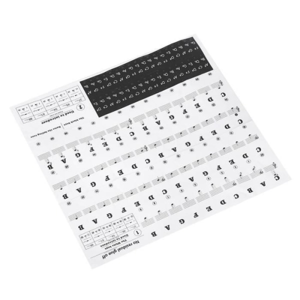 HURRISE klaviaturklistermärken Svart + vit PVC-tangentbord Musikark Pianoklistermärken Anteckningar om siffror