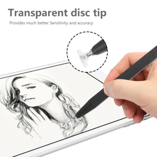 Svart Stylus Penna, Kapacitiv Stylus Penna, Transparent Disc Tips för hempresent