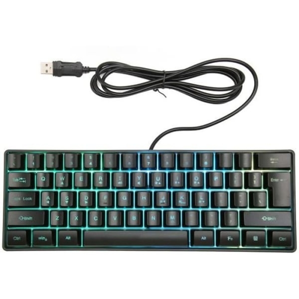 HURRISE mekaniskt tangentbord 60 % mekaniskt speltangentbord, ultratunt RGB-bakgrundsbelyst USB-tangentbord, datortangentbord