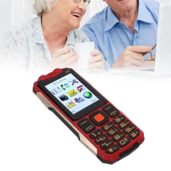 HURRISE 2G dual SIM mobiltelefon för seniorer Mobiltelefon för seniorer, bärbar telefoni Röd