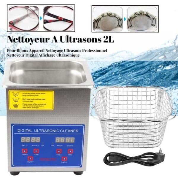 BEL 2L rostfritt stål Digital Ultrasonic Cleaner Ultra Sonic Bath Heater Timer-2