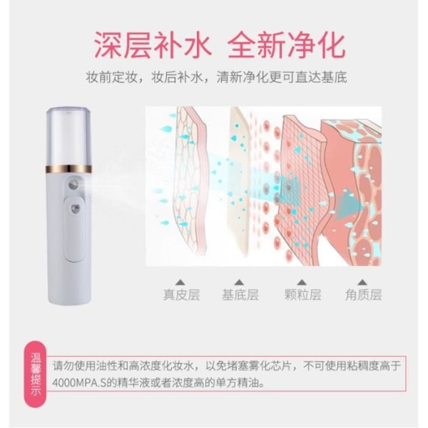 HURRISE Cosmetic Mist Nano Facial Handy Mist Face Nano Sprayer Atomization Cold Mister USB Strömförsörjning Rosa