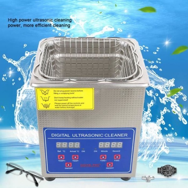 BEL 2L rostfritt stål Digital Ultrasonic Cleaner Ultra Sonic Bath Heater Timer-8