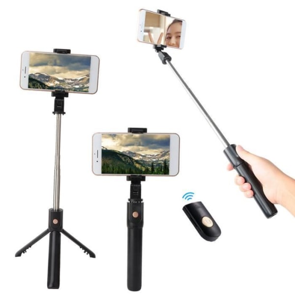 HURRISE Selfie Stick-stativstativ 2 i 1 Selfie Stick-stativ med Bluetooth-fjärrkontroll för Android för