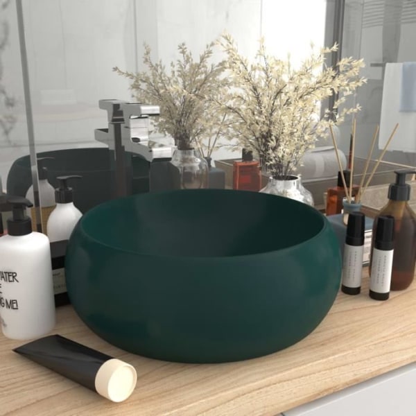 CEN Luxury Runt Tvättställ Matt Mörkgrön 40x15 cm Keramik #0