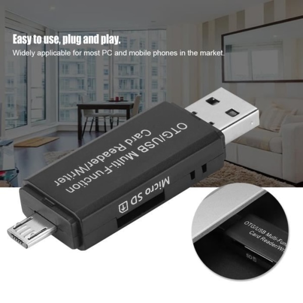 HURRISE USB-kortläsare Multifunktion USB OTg-kortläsare för Micro SD SD TF PC och smarta mobiltelefoner