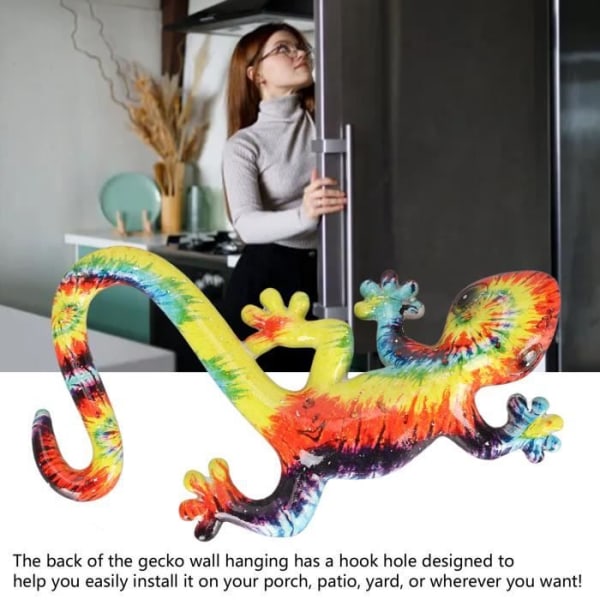 HURRISE Gecko väggdekor Gecko – harts väggdekor, ljusa färger, hängande skulptur, staty ljusdekorationer