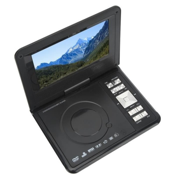 HURRISE Car DVD-spelare Bärbar DVD-spelare 1080P 7-tums HD-svängbar skärm Stöd för USB-minneskort