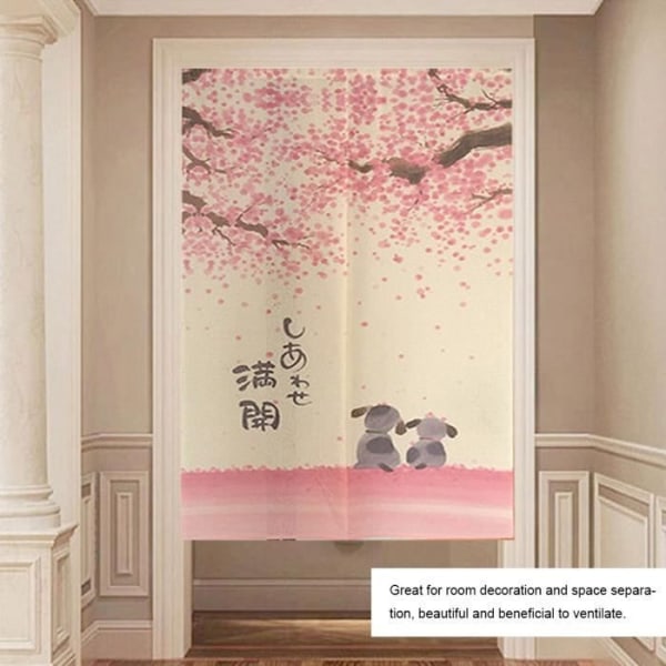HURRISE Köksdörrgardin Dörrgardin i japansk stil Romantisk Blomma Sakura Dog Köksgardin 150 x 85