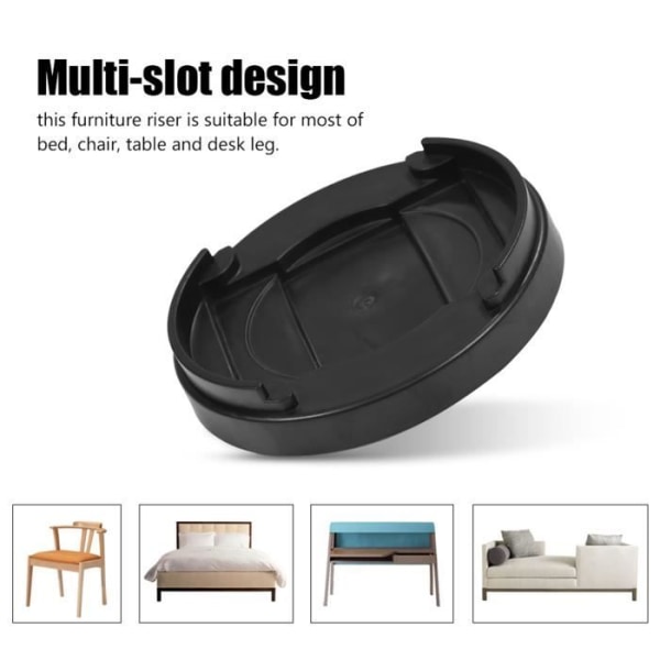 ZHI Bra plastsängben, 8 st möbelförhöjare för sängbordsstol Soffbord, höjd 8,5 cm (svart)