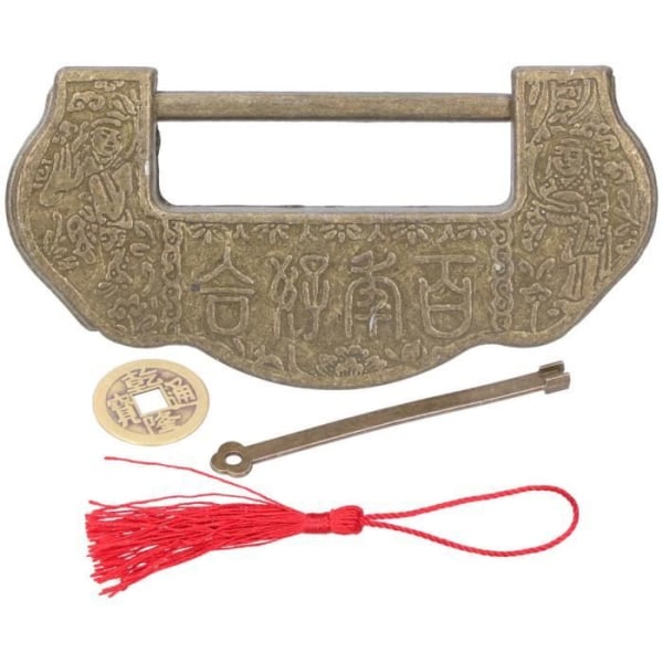 HURRISE låsnyckelset Kinesiskt snidat låsset Ming Qing Dynasty antikt mässingshänglås för