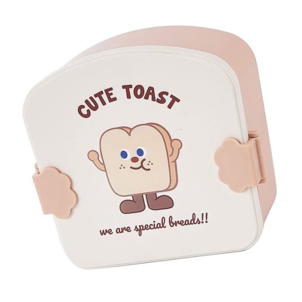 HURRISE Bento Box för barn Barn Bento Box Cartoon Look Divider Lunchartiklar Vit rostat brödmönster lock