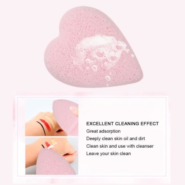 CEN Heart Shape Ansiktsrengöringssvamp Exfolierande Makeup Remover Puff Ansiktstvättkuddar