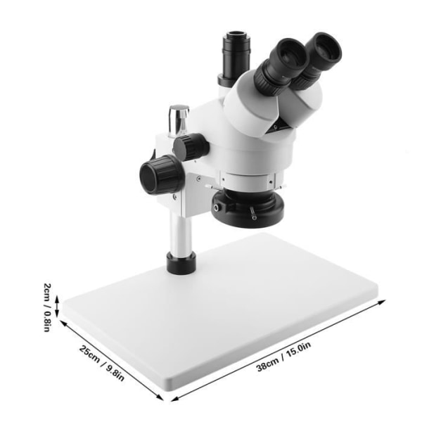 HURRISE Trinokulärt mikroskop Trinokulärt stereozoommikroskop 3,5X-90X WF10X/20mm okular 100-240V (EU-kontakt)