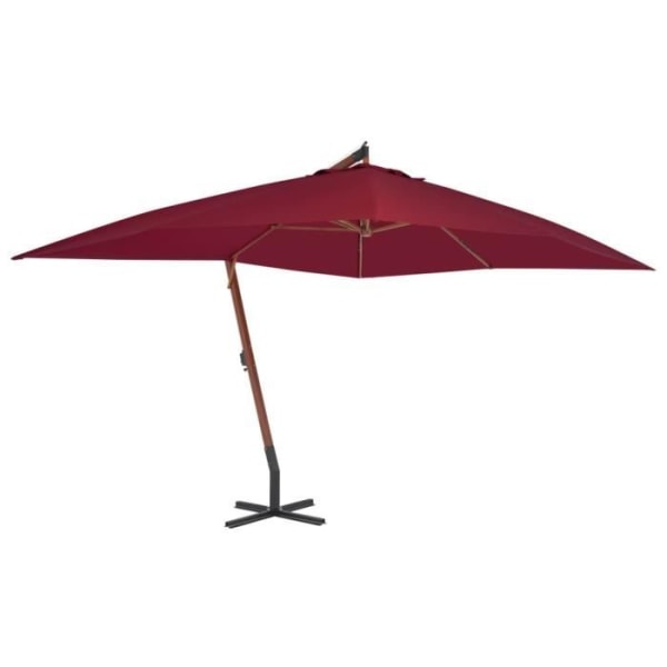 BEL-7458880584029-Cantilever parasoll med trästång 400 x 300 cm Bordeaux