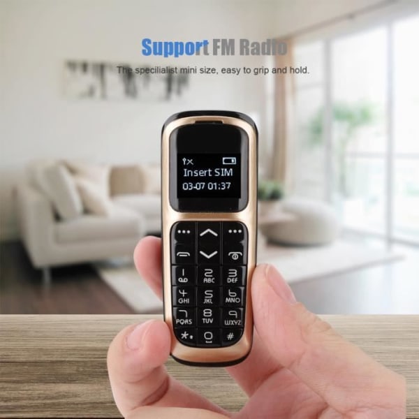 Mini Mobiltelefon V2 - HURRISE - Gul - 0,66" - Bluetooth - FM-radio - Bluetooth Musik