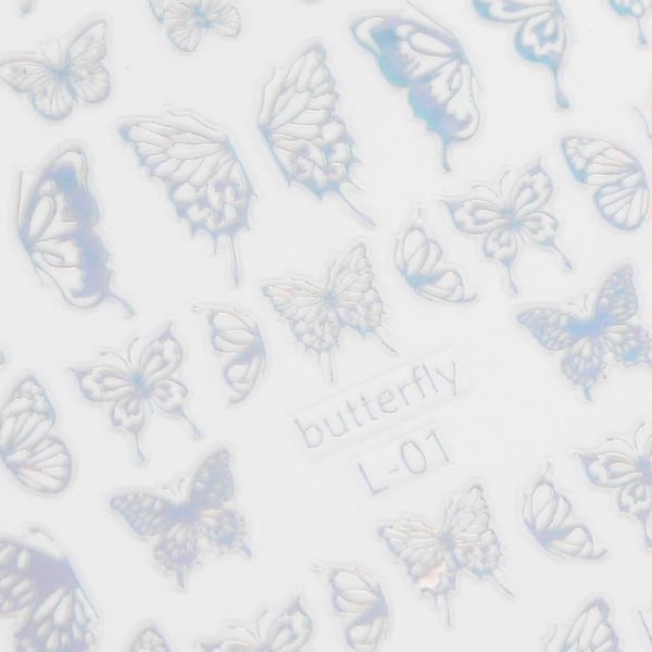 HURRISE Utsökt nagelklistermärke 12 st fjärilar mönster nagelkonst klistermärke Fashionabla nagel DIY-dekal manikyrverktyg (silver)