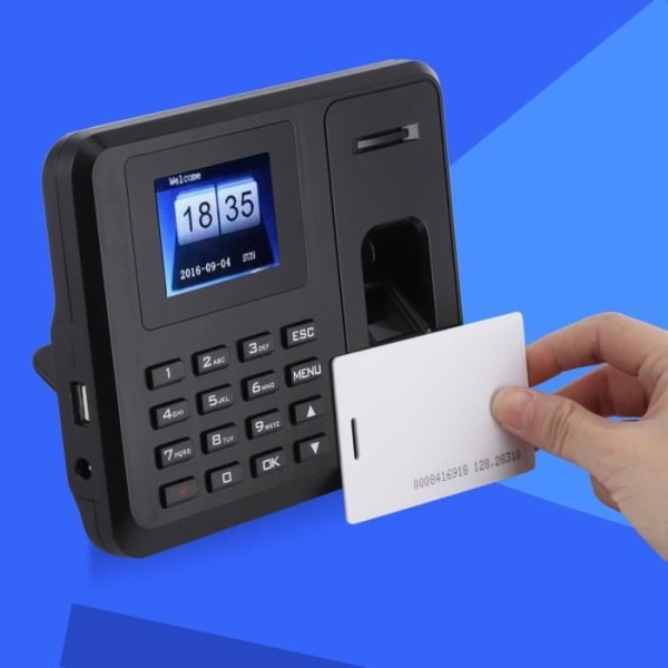 HURRISE Fingerprint Time Recorder Fristående tidsregistrering USB 2,4" TFT LCD-skärm ID-kort Fingeravtryck