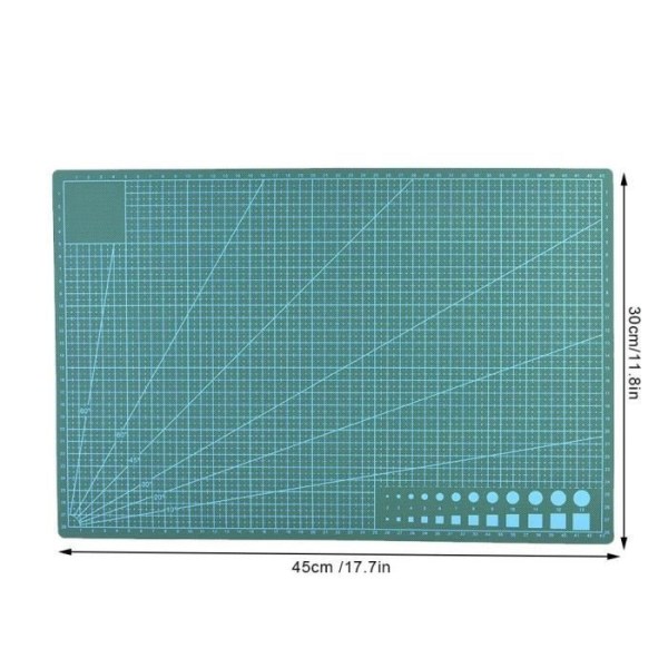 A3 PVC Grid Lines Skärmatta Lädertyg Skärbräda (grön)