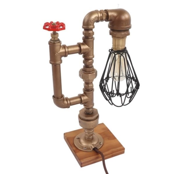 BEL-7293629250489-Metall Water Pipe Bordslampa Retro Water Pipe Lampa Unik form Skrivbordslampa