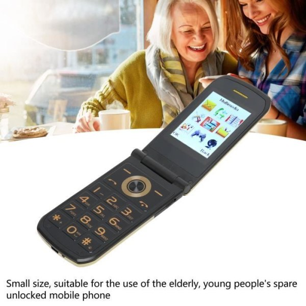 HURRISE Flip Phone 2G K21 2G Senior Big Button Flip Mobiltelefon 2,4 tums skärm Flip Mobiltelefon med ficklampa