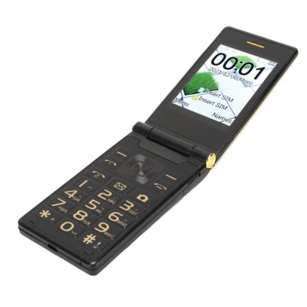 HURRISE Flip Mobiltelefon 2G 2.8in Flip Phone för äldre Dubbel SIM Dubbel Standby Lång Standbytid Multifunktion Multifunktion