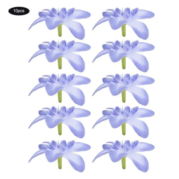 HURRISE konstgjorda blomhuvud 10 st konstgjord orkidé falska blommor Simulera blommor för bröllopskrans Deco växt Blå