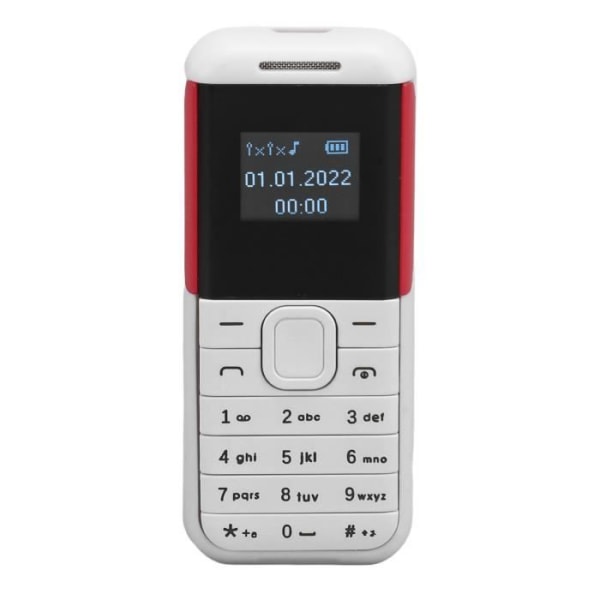 HURRISE mini bastelefon Liten mobiltelefon Mini 2G telefon 0,66 tums skärm 2 i 1 bärbar gps-spelare Vit