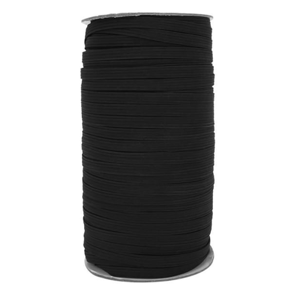 BEL 0,6 cm 90 m rull platta elastiska sladdar Stretchiga trådar Kabel för gör-det-själv-tyghantverk (svart)
