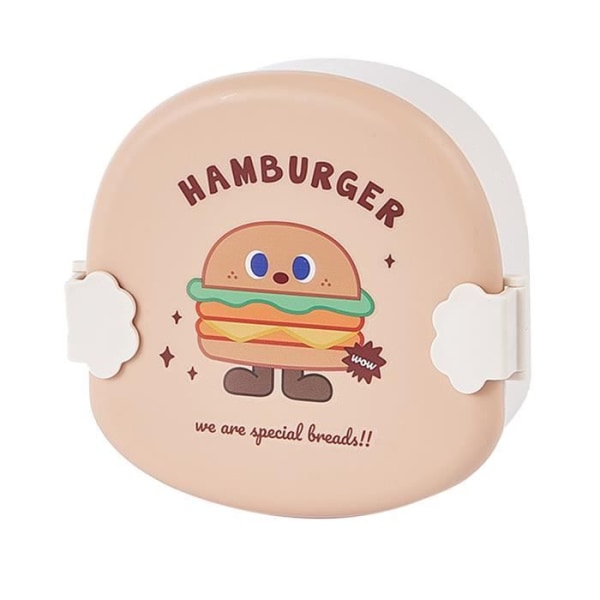 HURRISE Bento Box för barn Barn Bento Box Cartoon Look Divider Mat Kulinariskt Lunchlock Burger Mönster Khaki