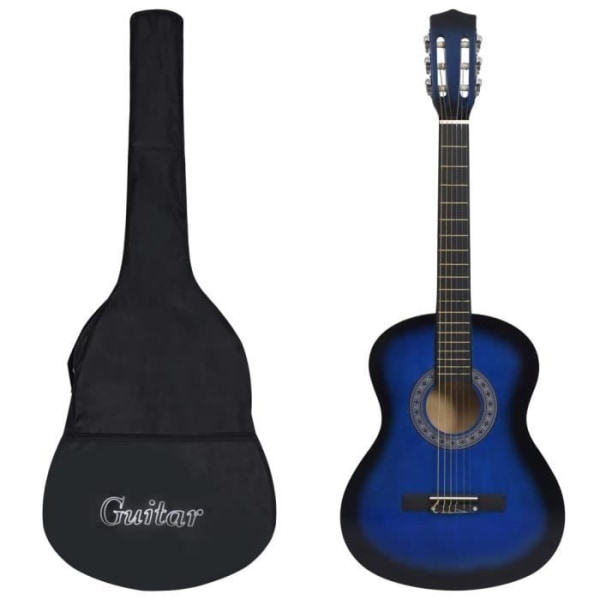 BEL-7423054506770-Klassisk gitarr med väska för nybörjare Blå 3/4 36'
