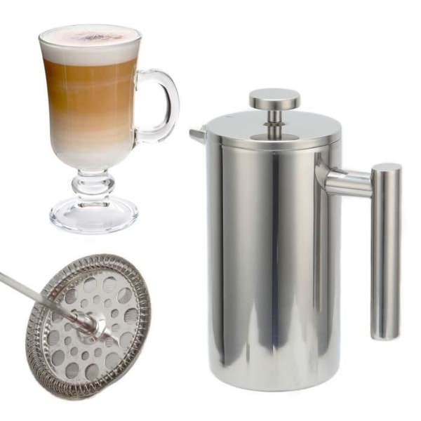 BEL-7643670080229-Kaffepress rostfritt stål handbryggd kaffemaskin med fransk press 1000 ml för hemmet