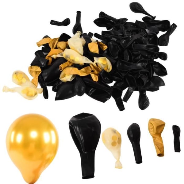 Duokon ballonggirland ballong svart guld latex ballonggirland kit Bröllopsbåge Födelsedagsfest dekoration
