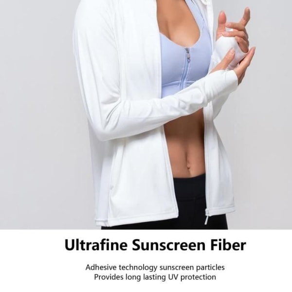 HURRISE Solskyddsjacka Solskyddsjacka Luvtröja UV-säker Andas långärmad vit solkappa för kvinnor(XL/2XL)