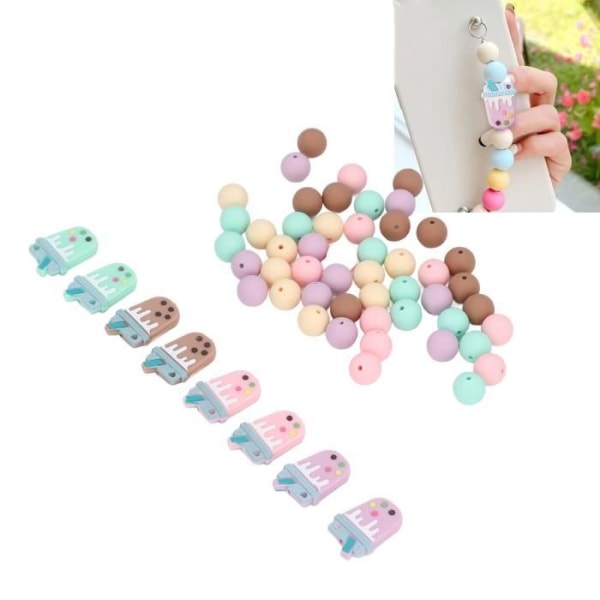 BEL-Set med Bubble Tea silikonpärlor och söta runda silikonpärlor