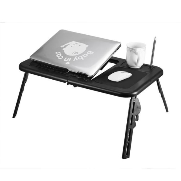 PERFEKT Justerbart, bärbart, hopfällbart bord, sängbordsställ för bärbar dator Bärbar dator (svart)